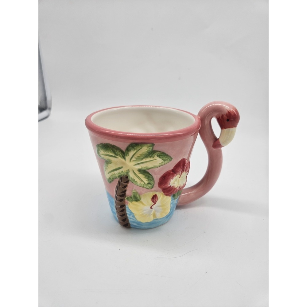 Pink Flamingo Tropical Hibiscus 3D Target Home Coffee Mug
